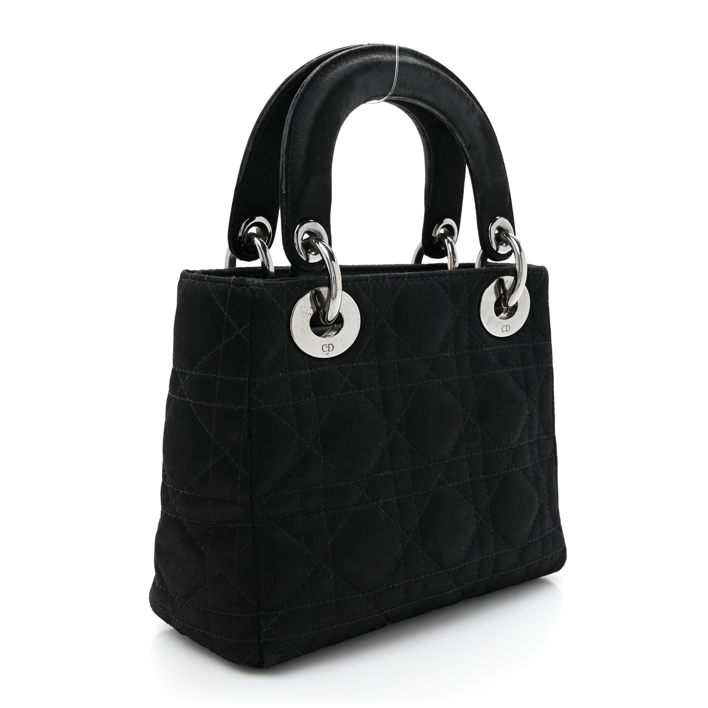 Satin Cannage Mini Lady Dior Black