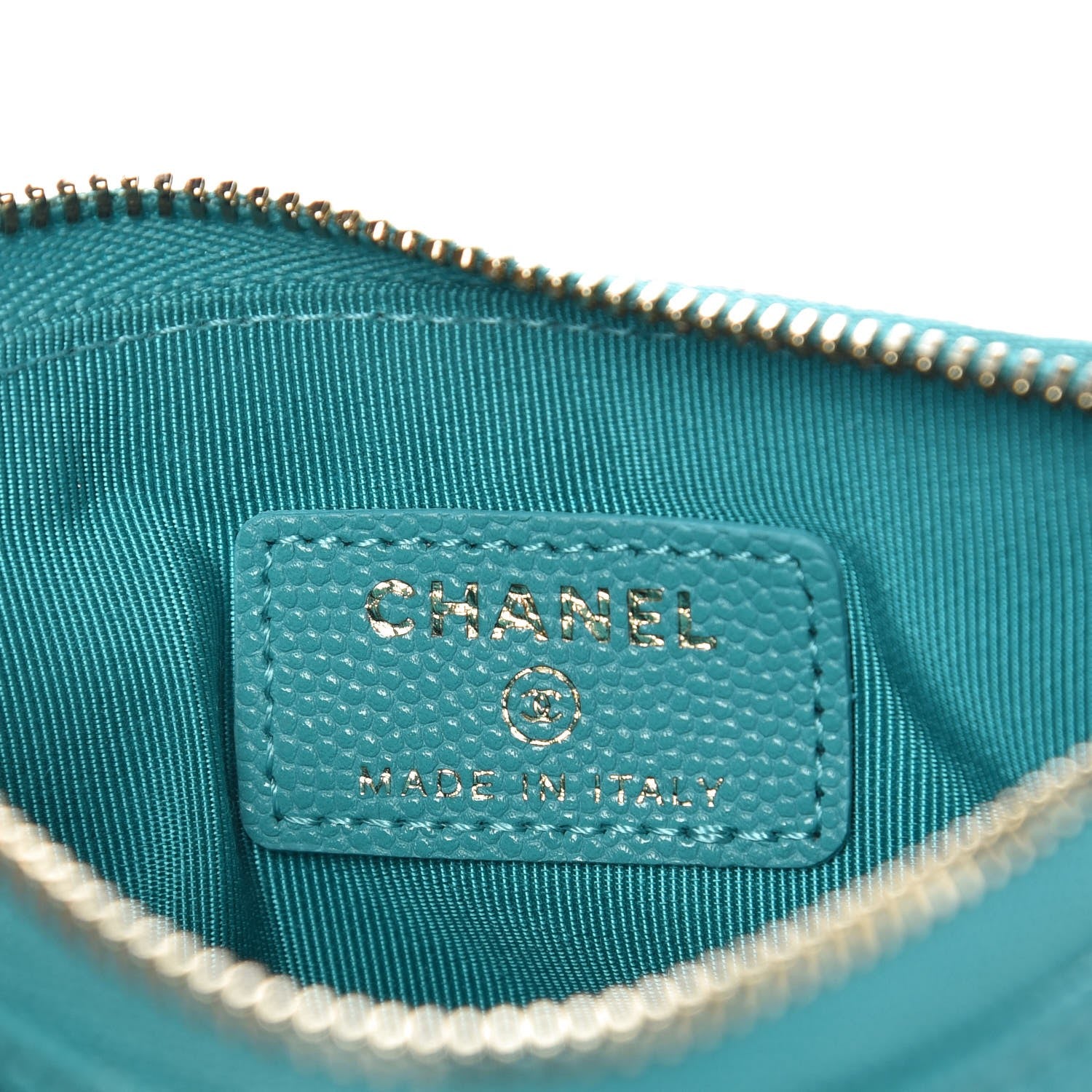 Chanel Caviar Quilted Small Cosmetic Case Turquoise 6 of 8