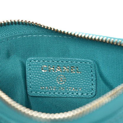 Chanel Caviar Quilted Small Cosmetic Case Turquoise 6 of 8