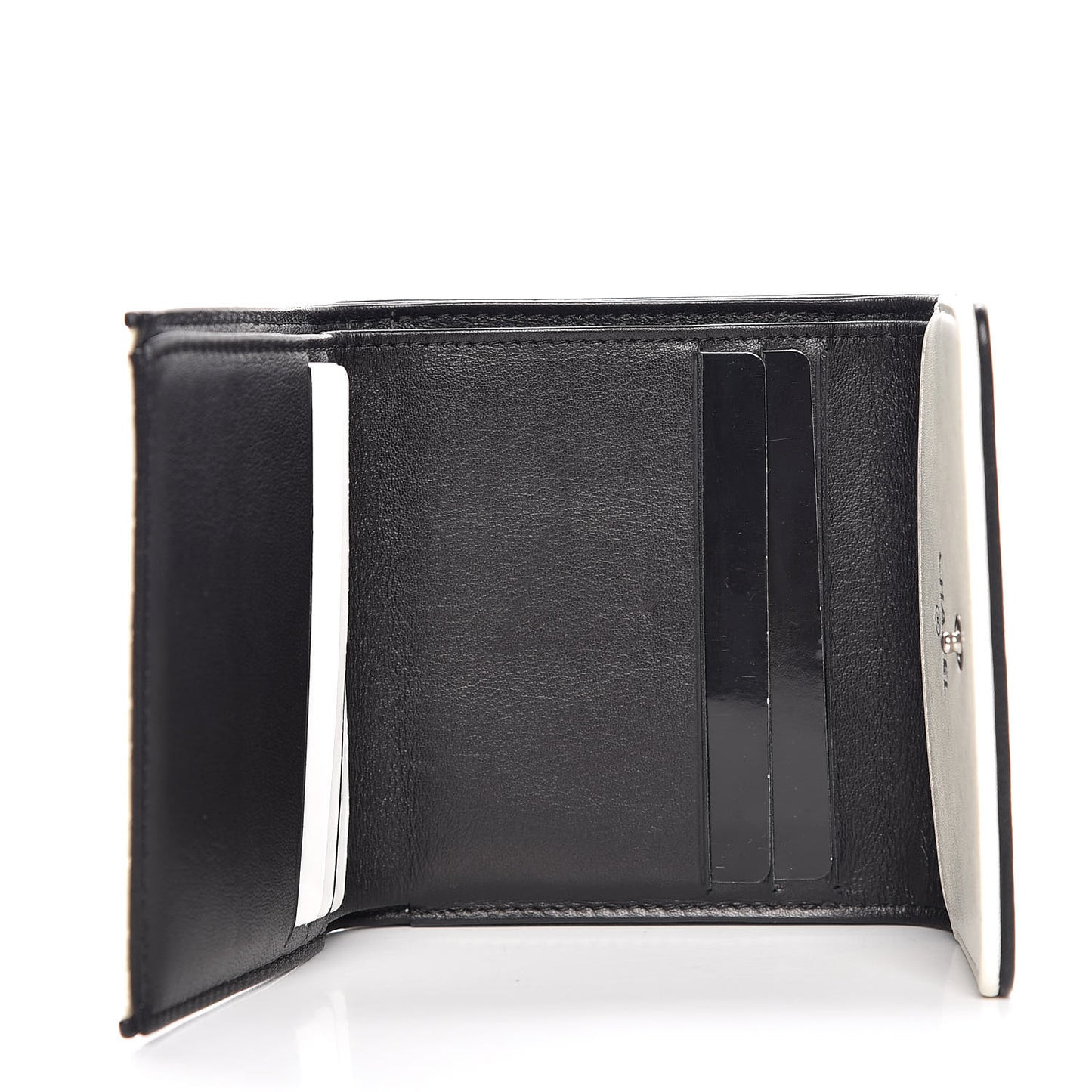 Calfskin Diamond Stitch CC Compact Wallet Ivory