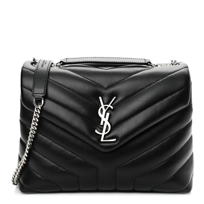 Saint Laurent Calfskin Y Quilted Monogram Small Loulou Chain Satchel Black 1 of 11