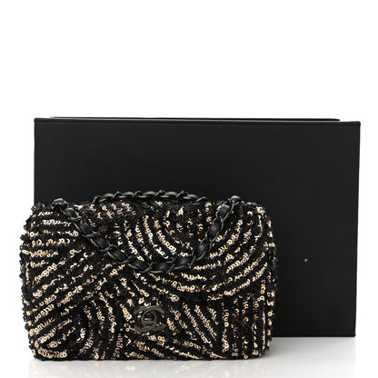 Chanel Sequin Mini Rectangular Flap Black Gold 11 of 11