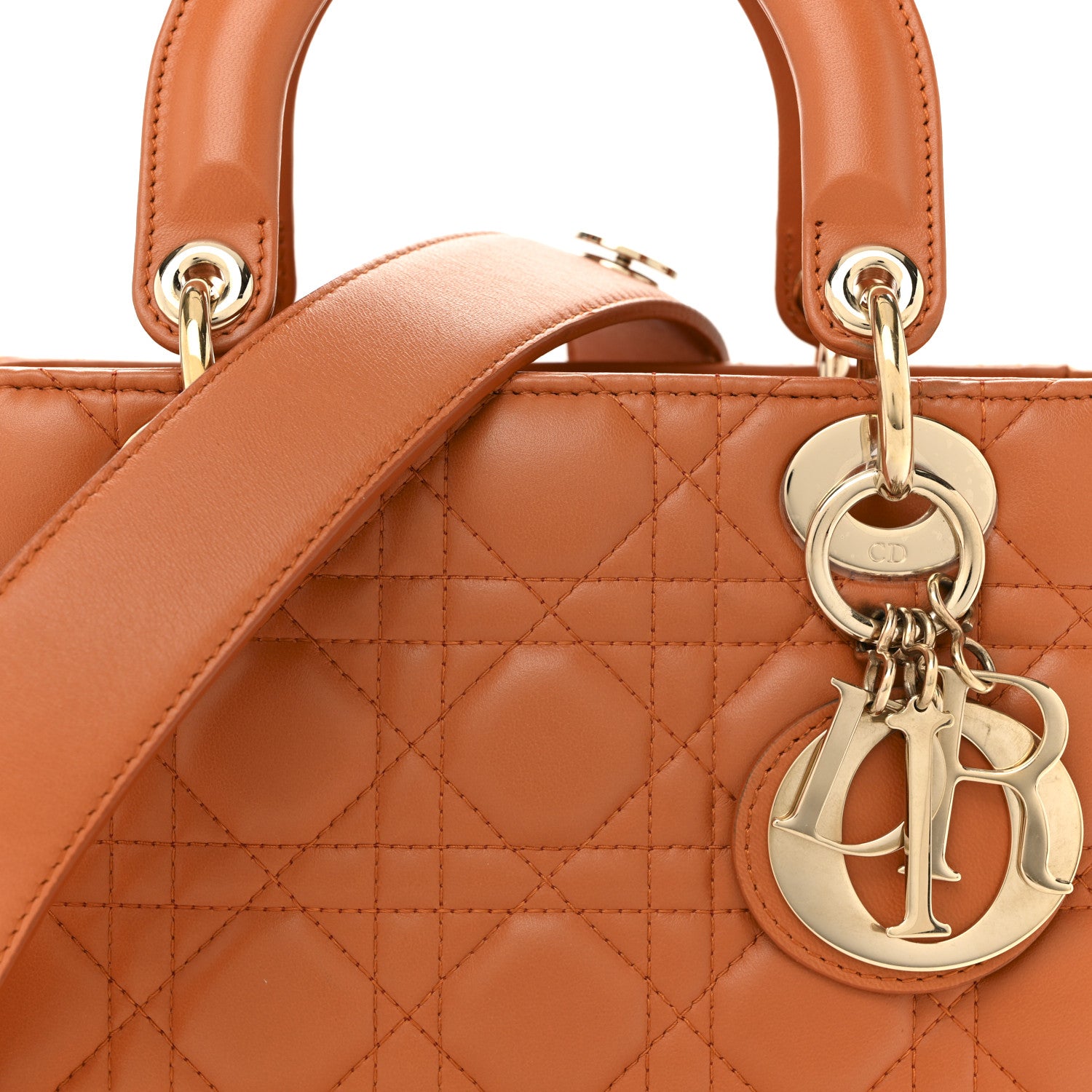 Christian Dior Lambskin Cannage Small Lucky Badges My Lady Dior Orange 8 of 15