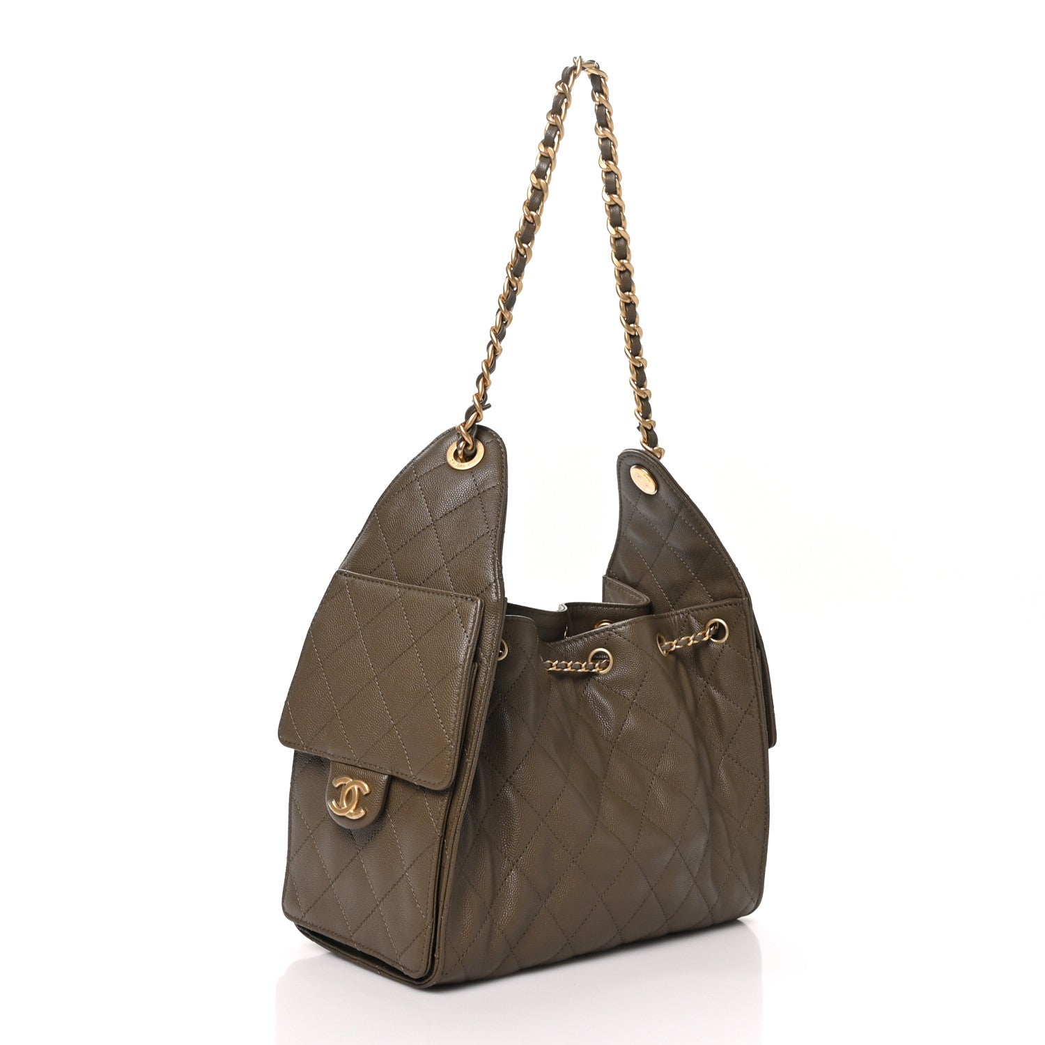Chanel Caviar Quilted Small Chanel 25 Handbag Dark Khaki 3 of 11