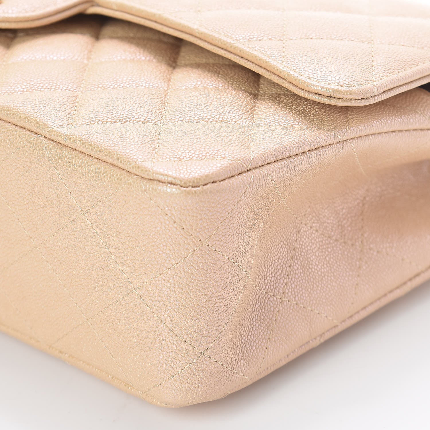 Chanel Iridescent Caviar Quilted Medium Double Flap Beige 9 of 10