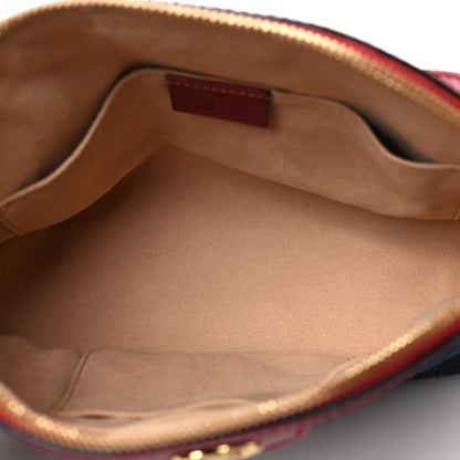 Gucci Suede Calfskin Web Small Ophidia Dome Shoulder Bag New Blue Romantic Cherry 4 of 7