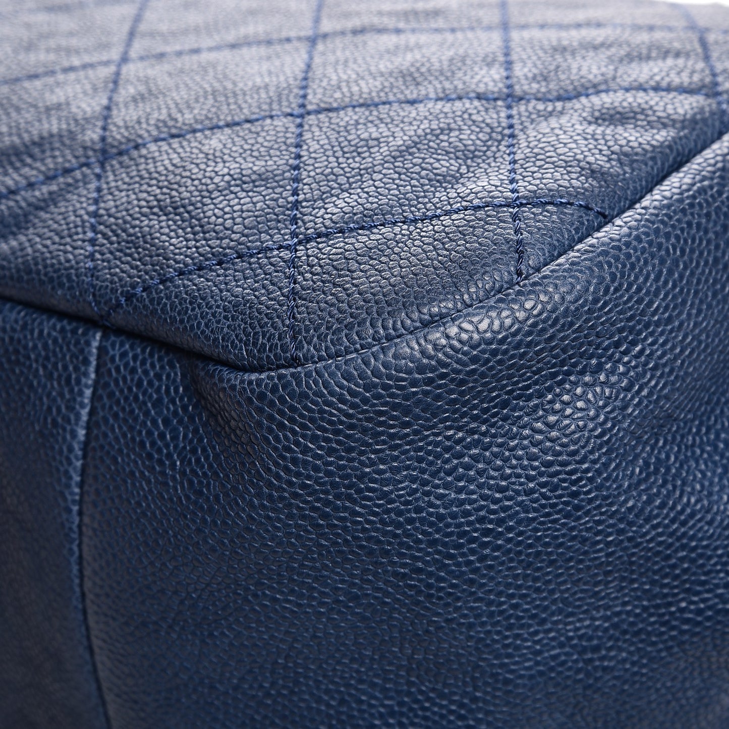 Caviar Quilted Framed Bowling Bag Blue