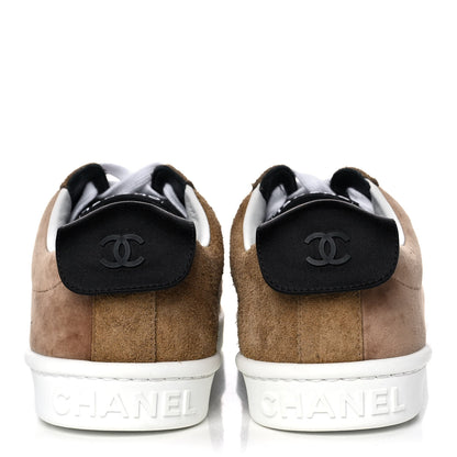 Chanel Suede Calfskin Womens Sneakers 39.5 Dark Beige 5 of 12
