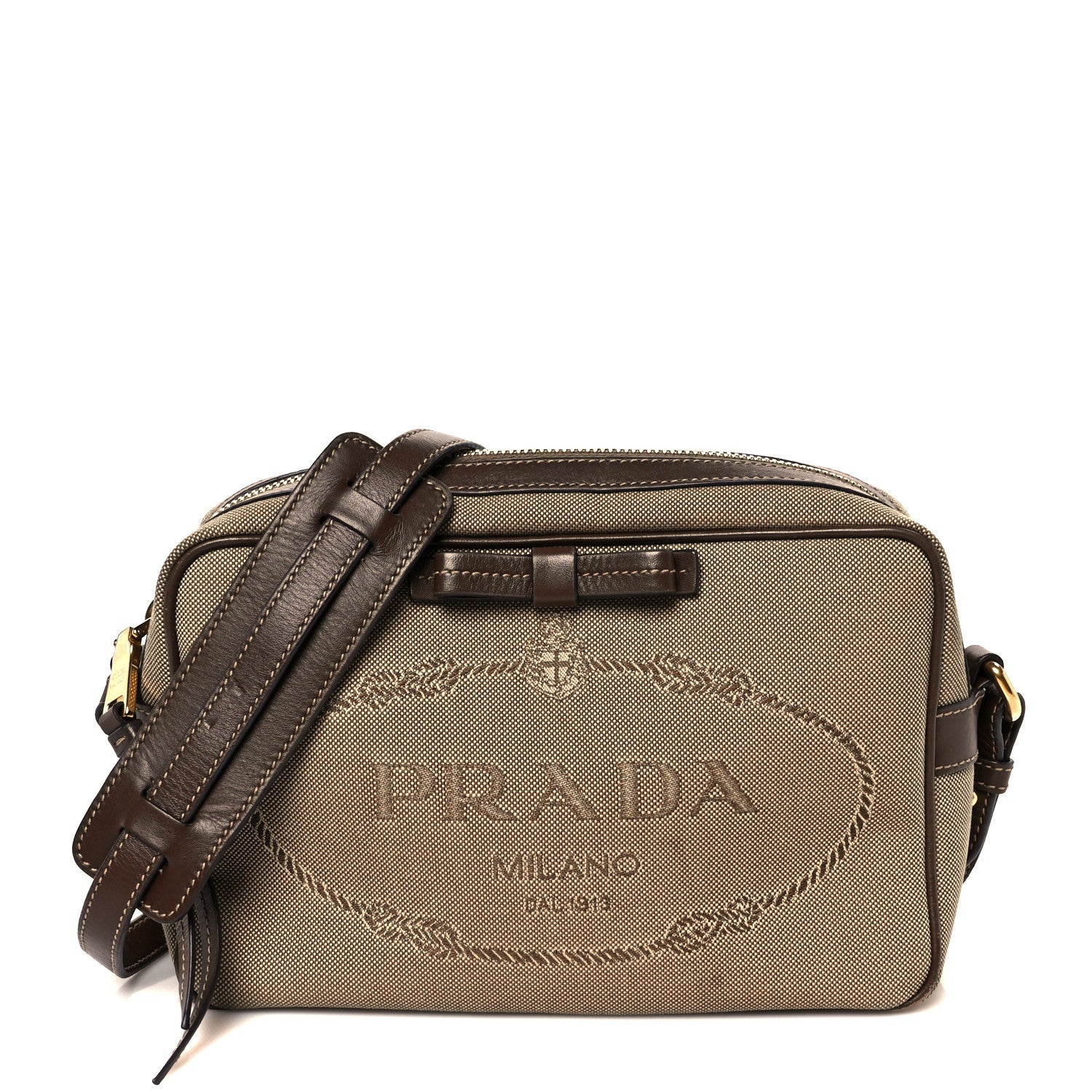 Prada Jacquard Logo Camera Bag Corda Bruciato 1792605 – FASHIONPHILE