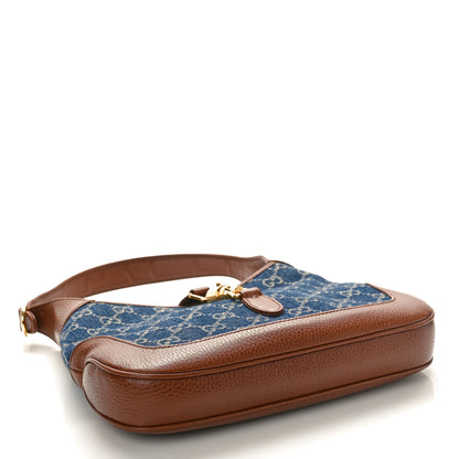 Gucci New Denim GG Monogram Calfskin Small Jackie 1961 Hobo Blue Tea Cuir 4 of 10