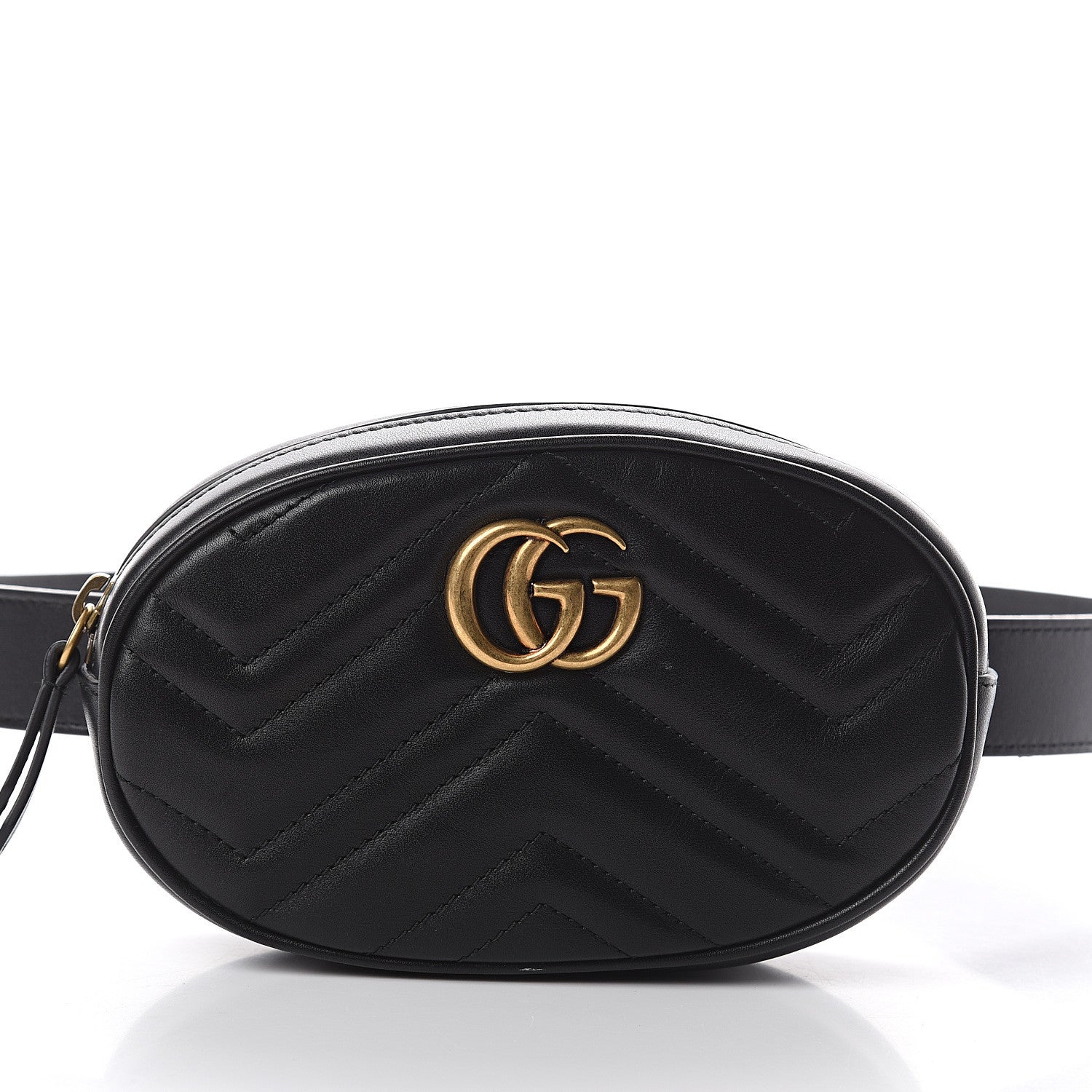 Gucci Calfskin Matelasse GG Marmont Belt Bag 85 34 Black 6 of 8