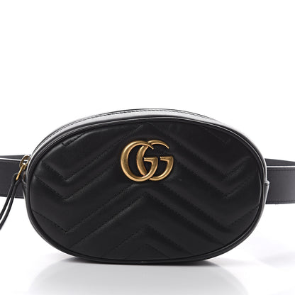 Gucci Calfskin Matelasse GG Marmont Belt Bag 85 34 Black 6 of 8
