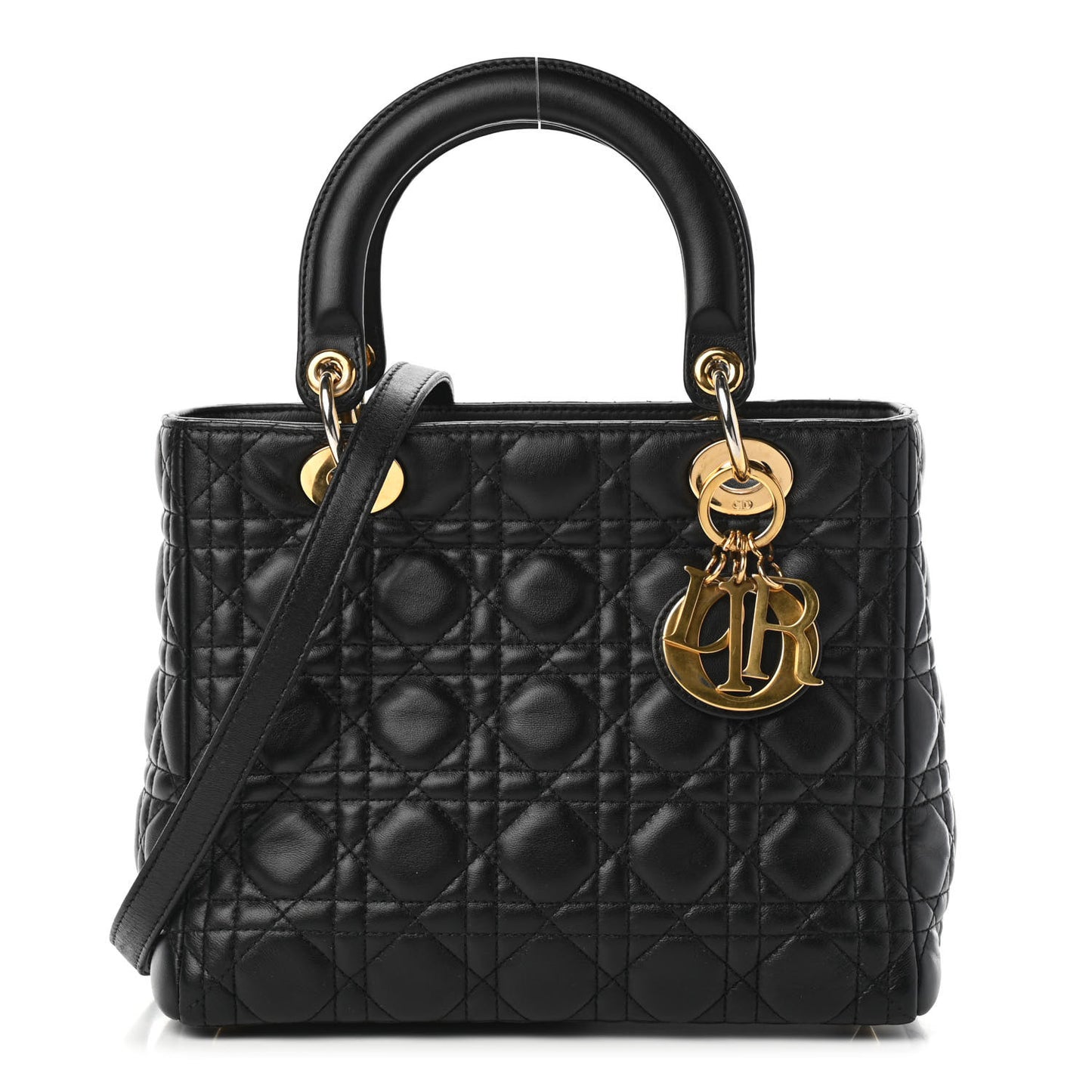 Lambskin Cannage Medium Lady Dior Black