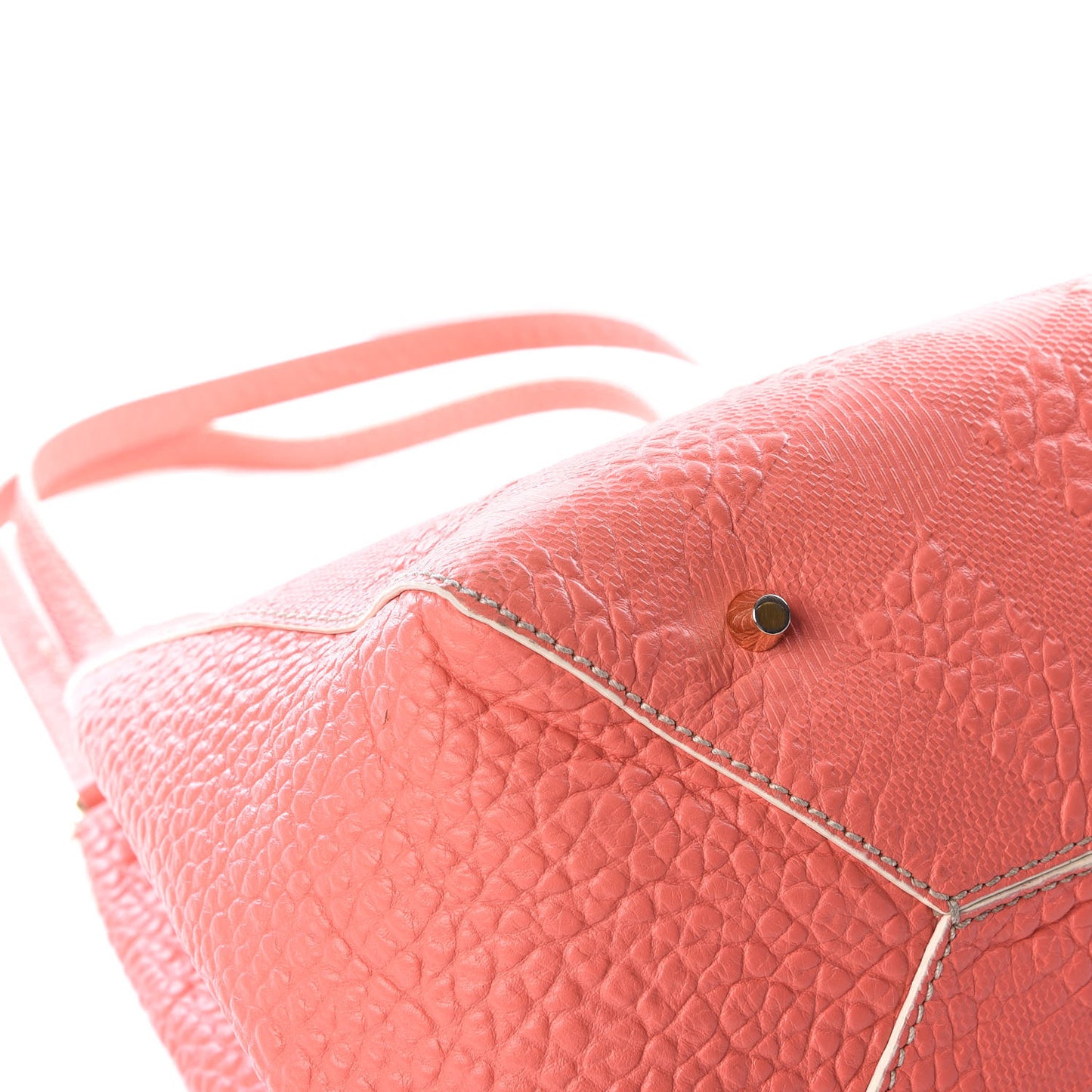 Signature Grain Calfskin Check Embossed Small Canterbury Tote Rose Pink