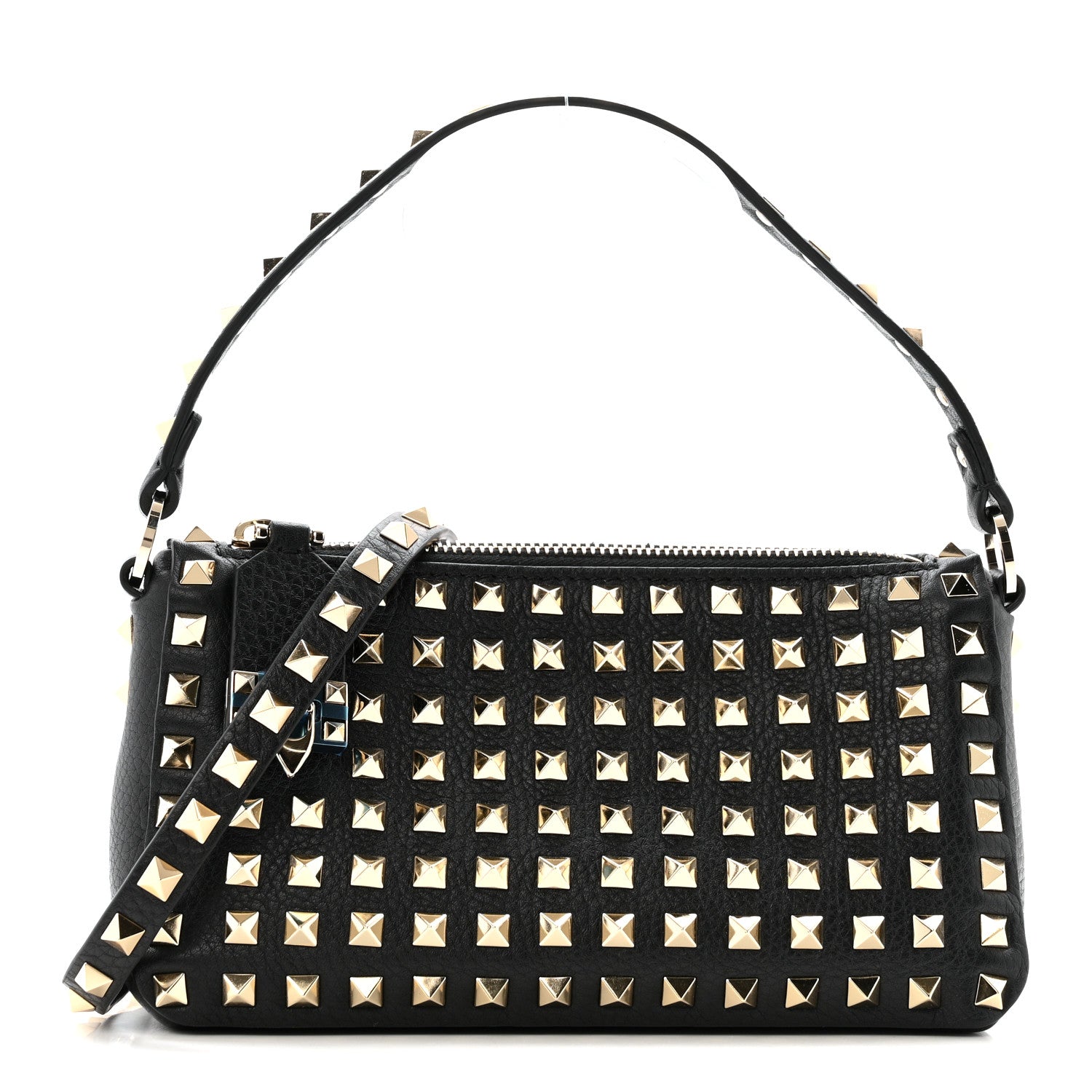 Valentino Garavani Grained Calfskin Small Rockstud All Over Crossbody Bag Black 1 of 9