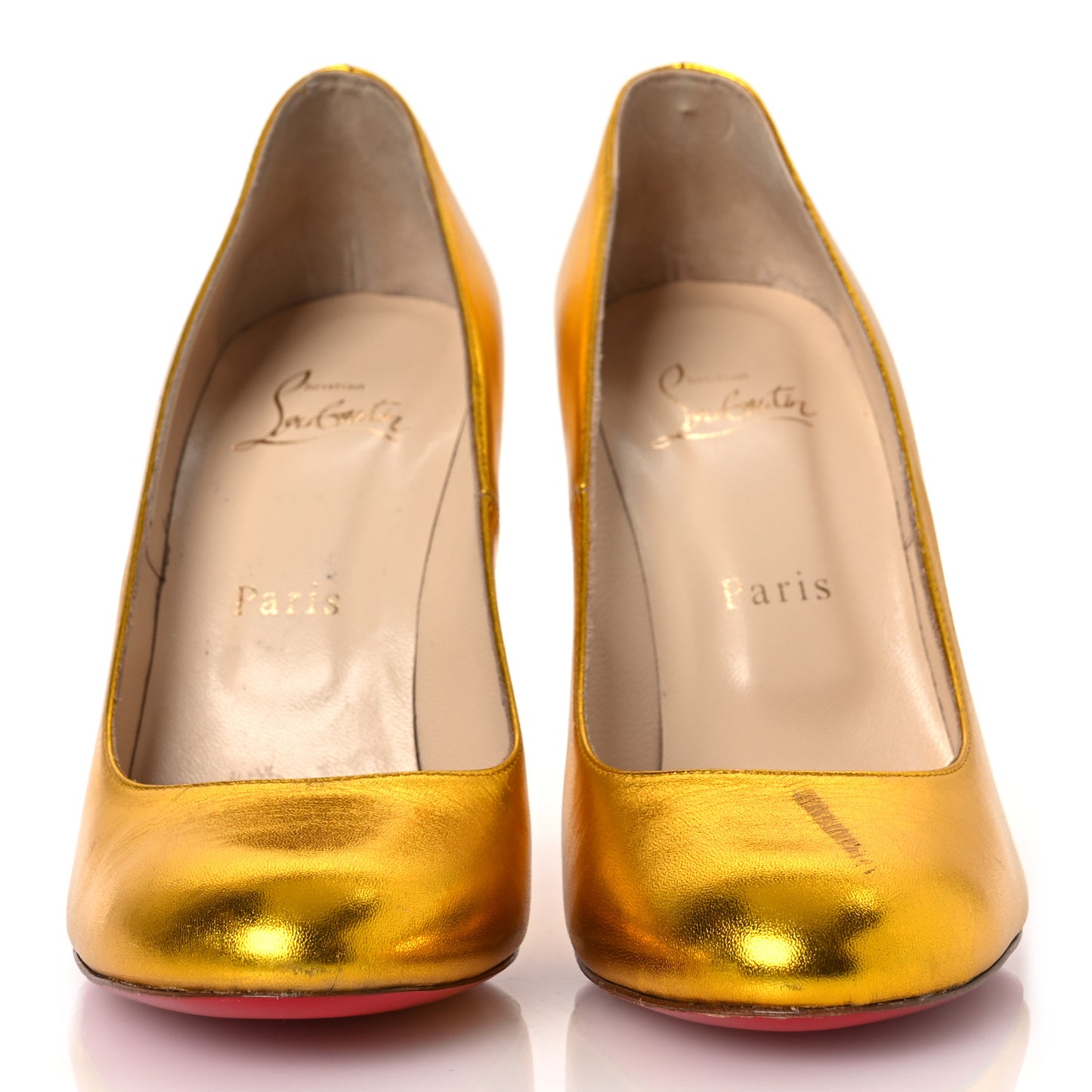 Metallic Crinkled Calfskin 100 Pumps 38.5 Gold