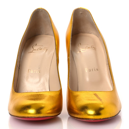 Christian Louboutin Metallic Crinkled Calfskin 100 Pumps 38.5 Gold 3 of 15