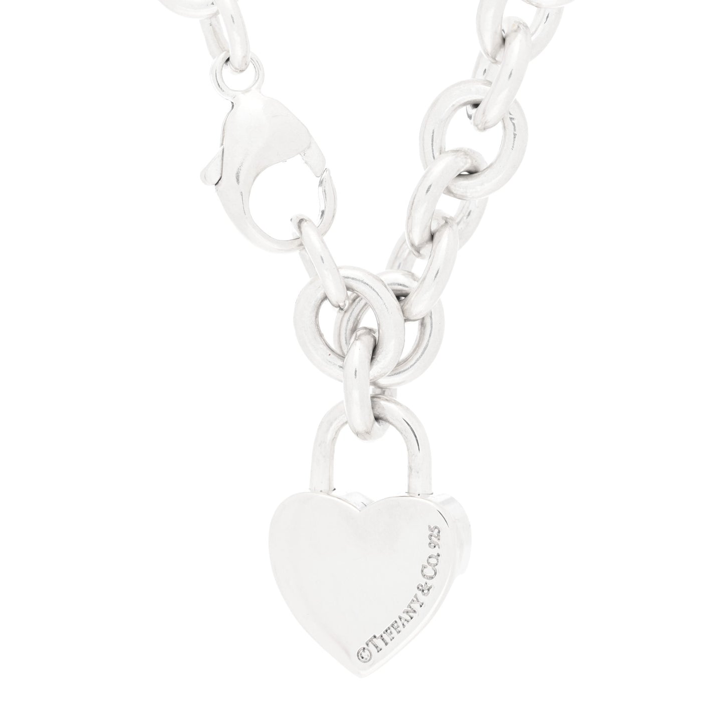 Sterling Silver Heart Lock Charm Bracelet