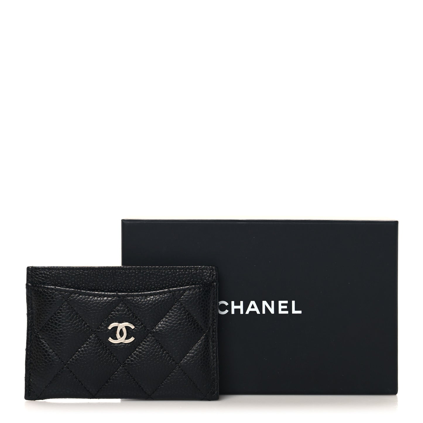Caviar Quilted Card Holder Black