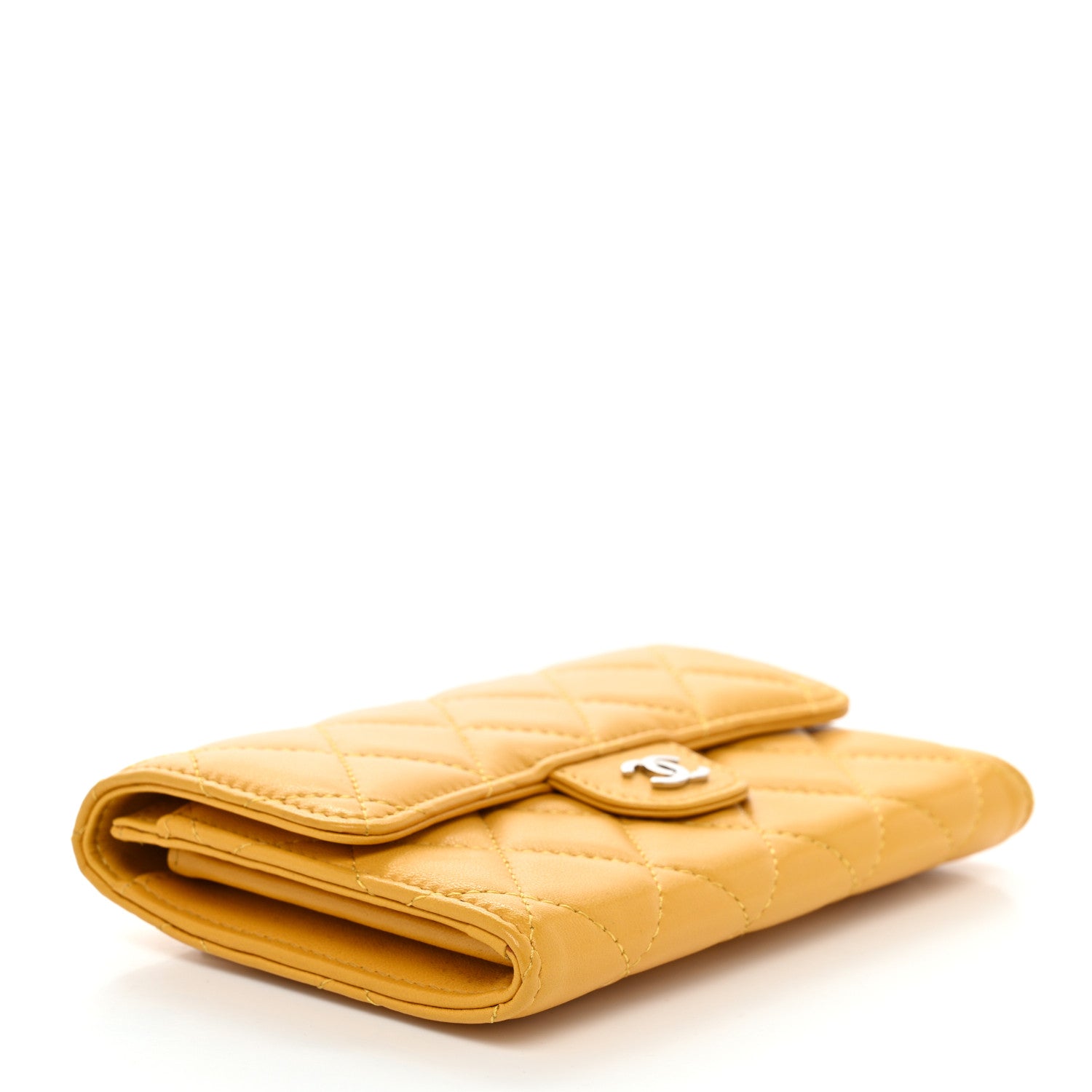 Chanel Lambskin Quilted Medium Flap Wallet Yellow 4 of 8