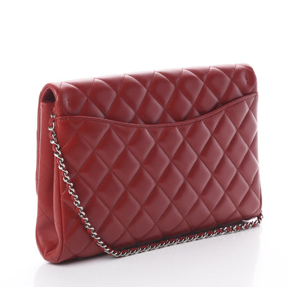Chanel Lambskin Quilted Clutch With Chain Flap Red 2 of 9