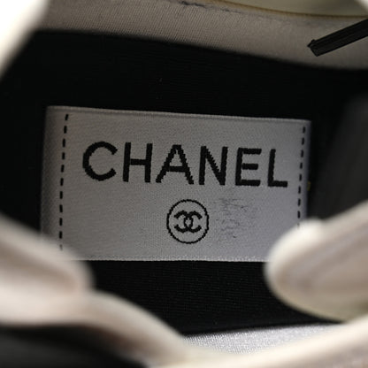 Chanel Velvet Calfskin Mixed Fibers CC Sneakers 39.5 Ivory Black 7 of 9