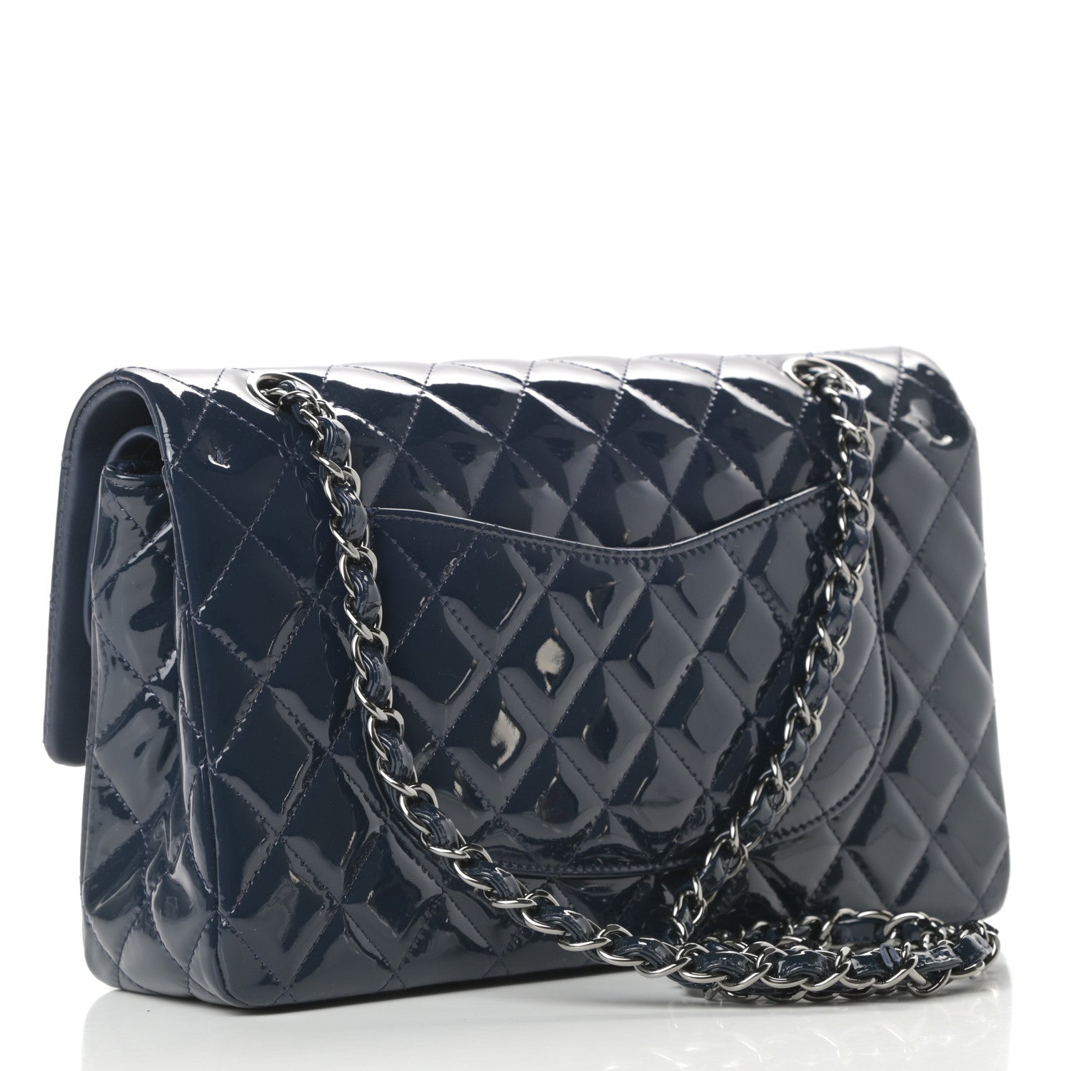 Chanel Patent Quilted Medium Double Flap Navy 3 of 12