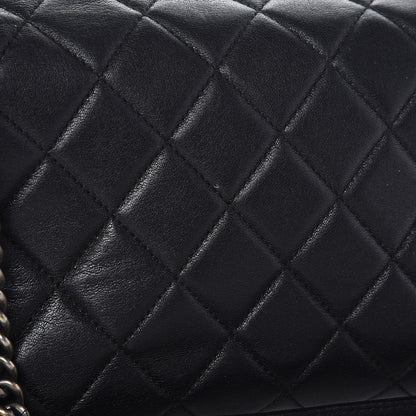 Chanel Shiny Lambskin Quilted Medium Burgundy Rocks Flap Black 9 of 12