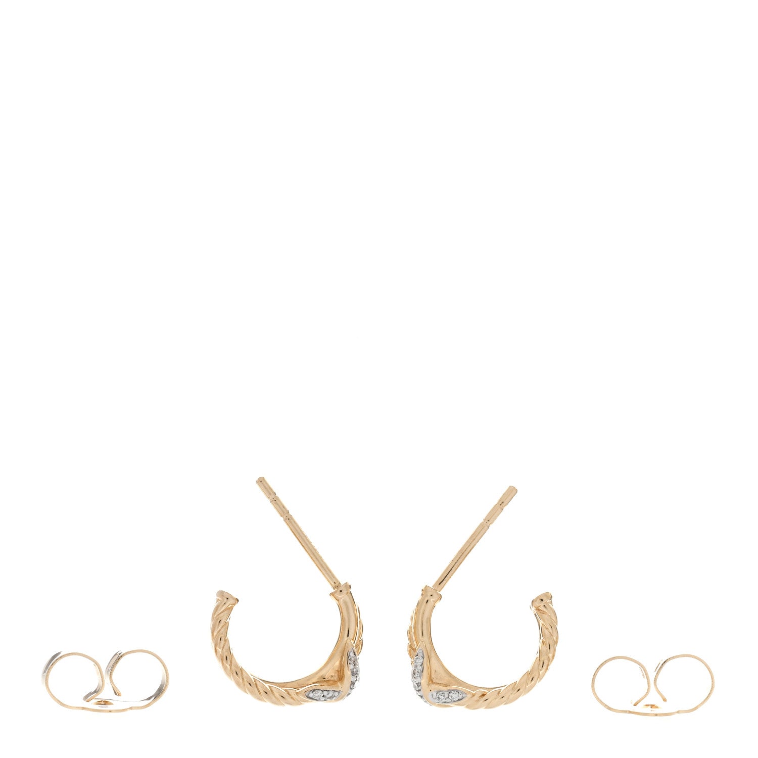 David Yurman 18K Yellow Gold Diamond Petite Crossover X Earrings 3 of 6