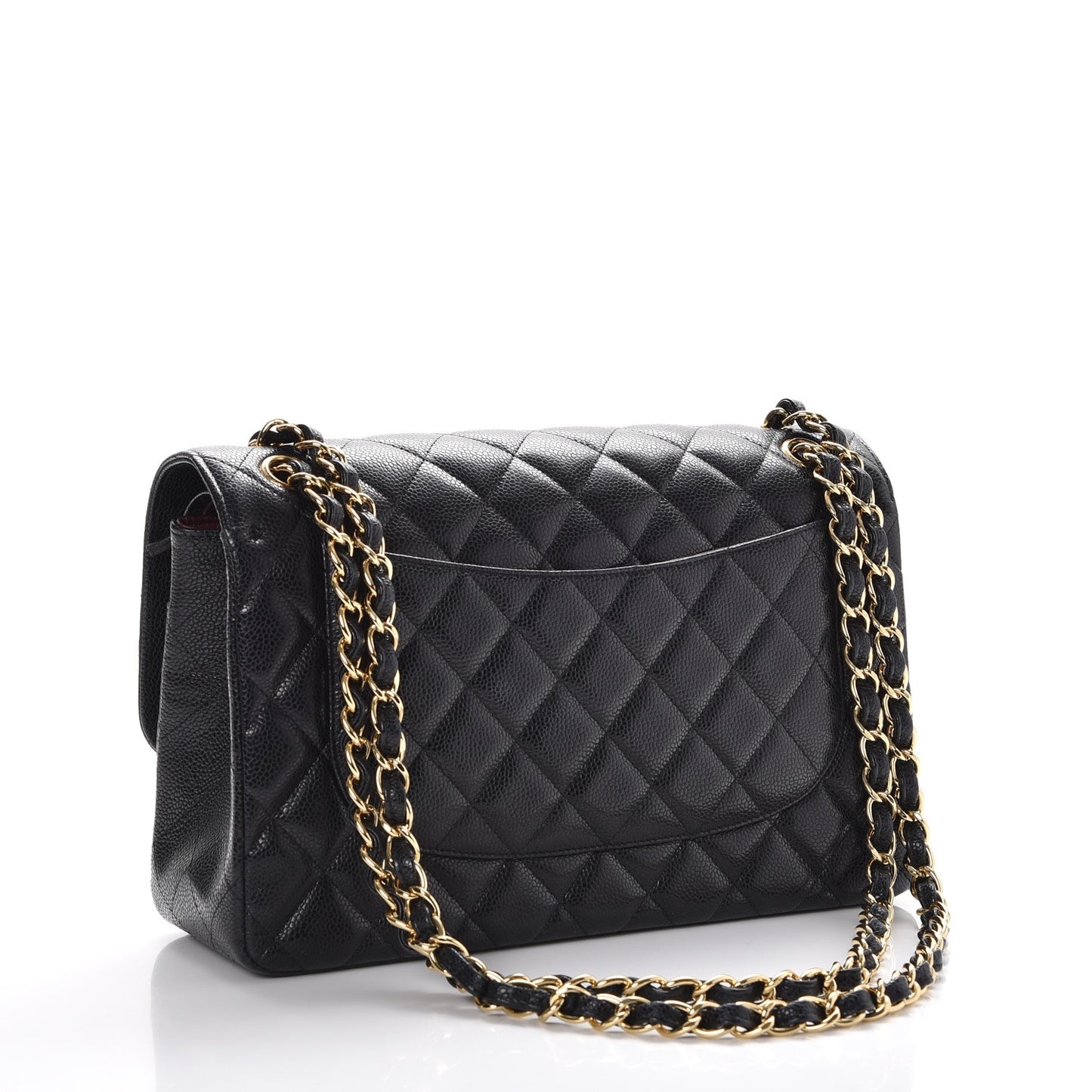 Caviar Quilted Jumbo Double Flap Black