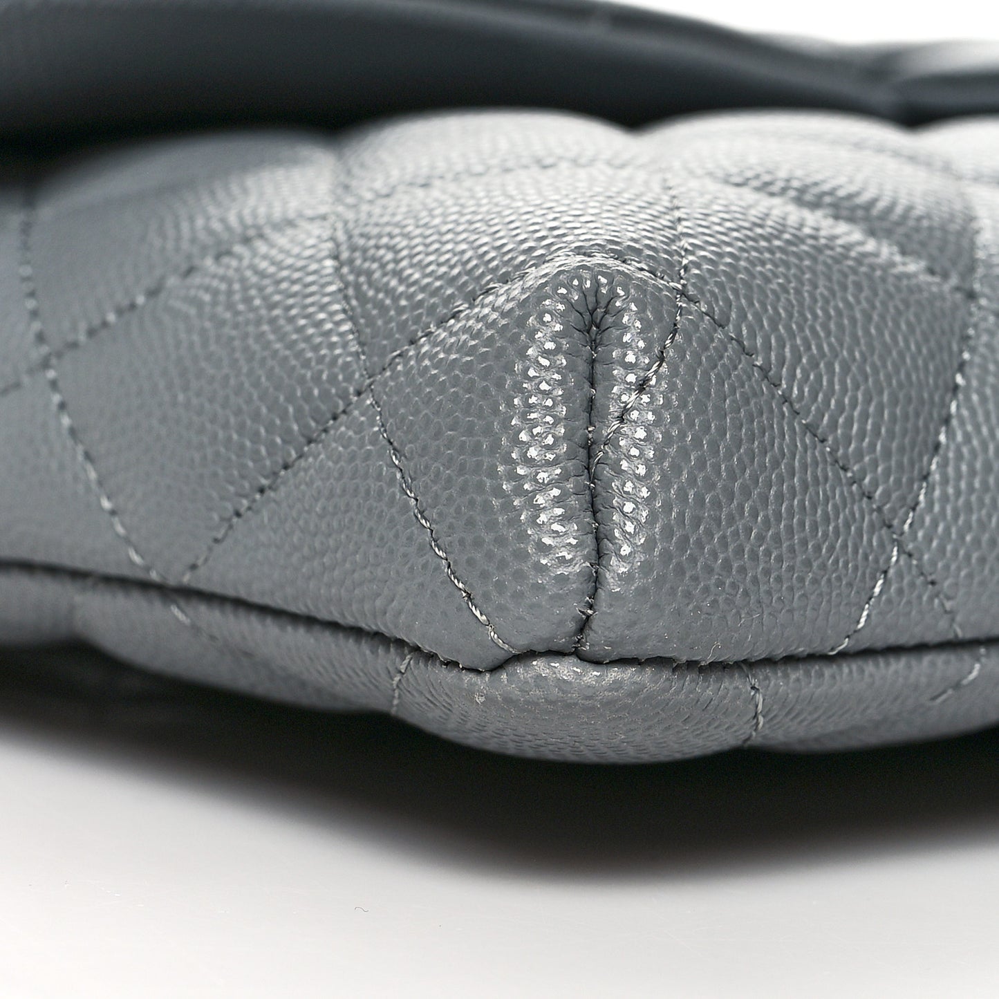 Caviar Quilted Flap Clutch Grey