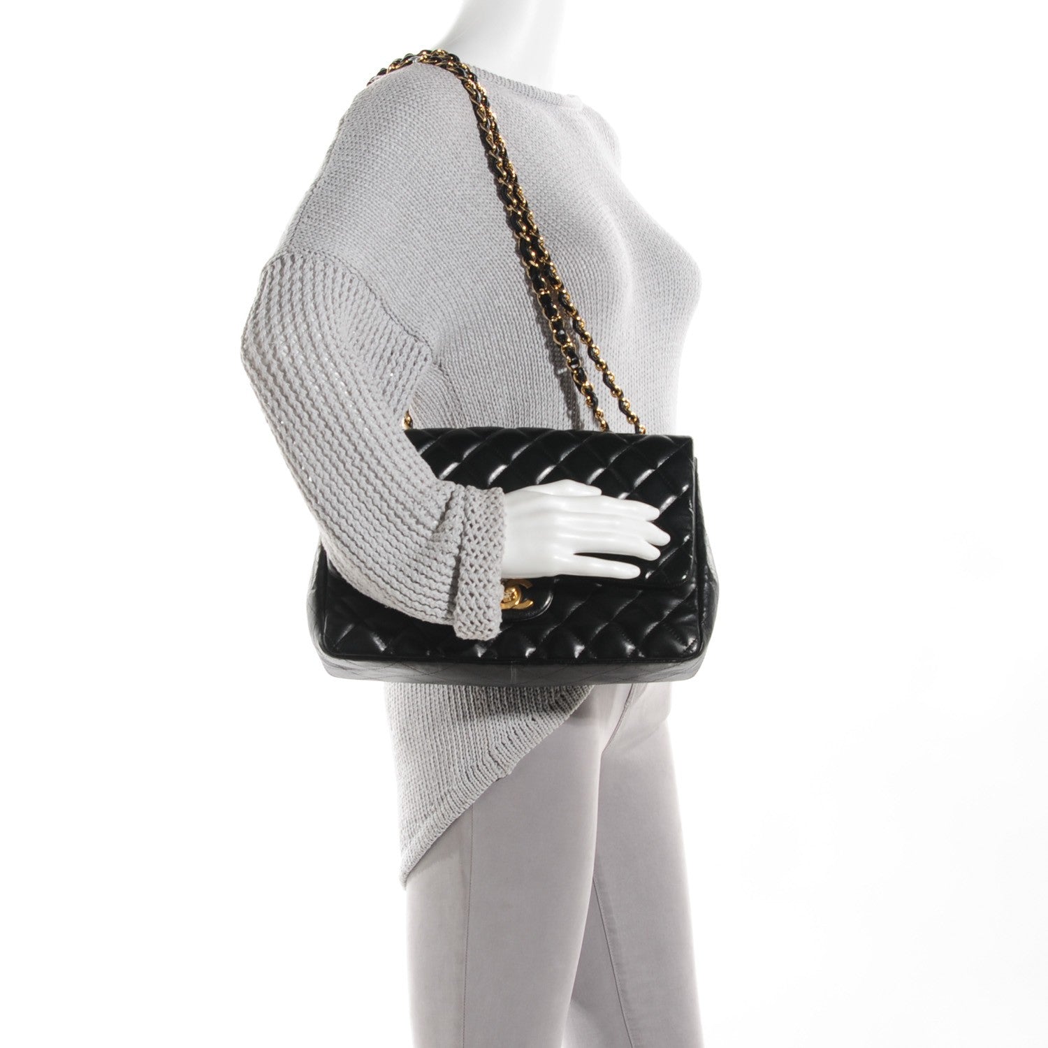 Chanel Lambskin Quilted Jumbo Single Flap Black 2 of 9