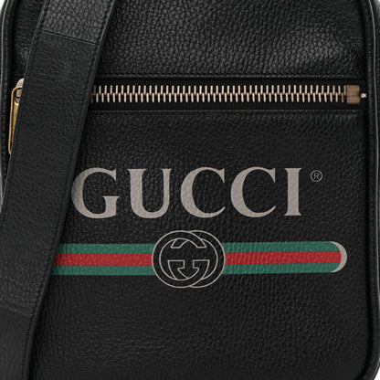Gucci Grained Calfskin Logo Messenger Bag Black 8 of 12