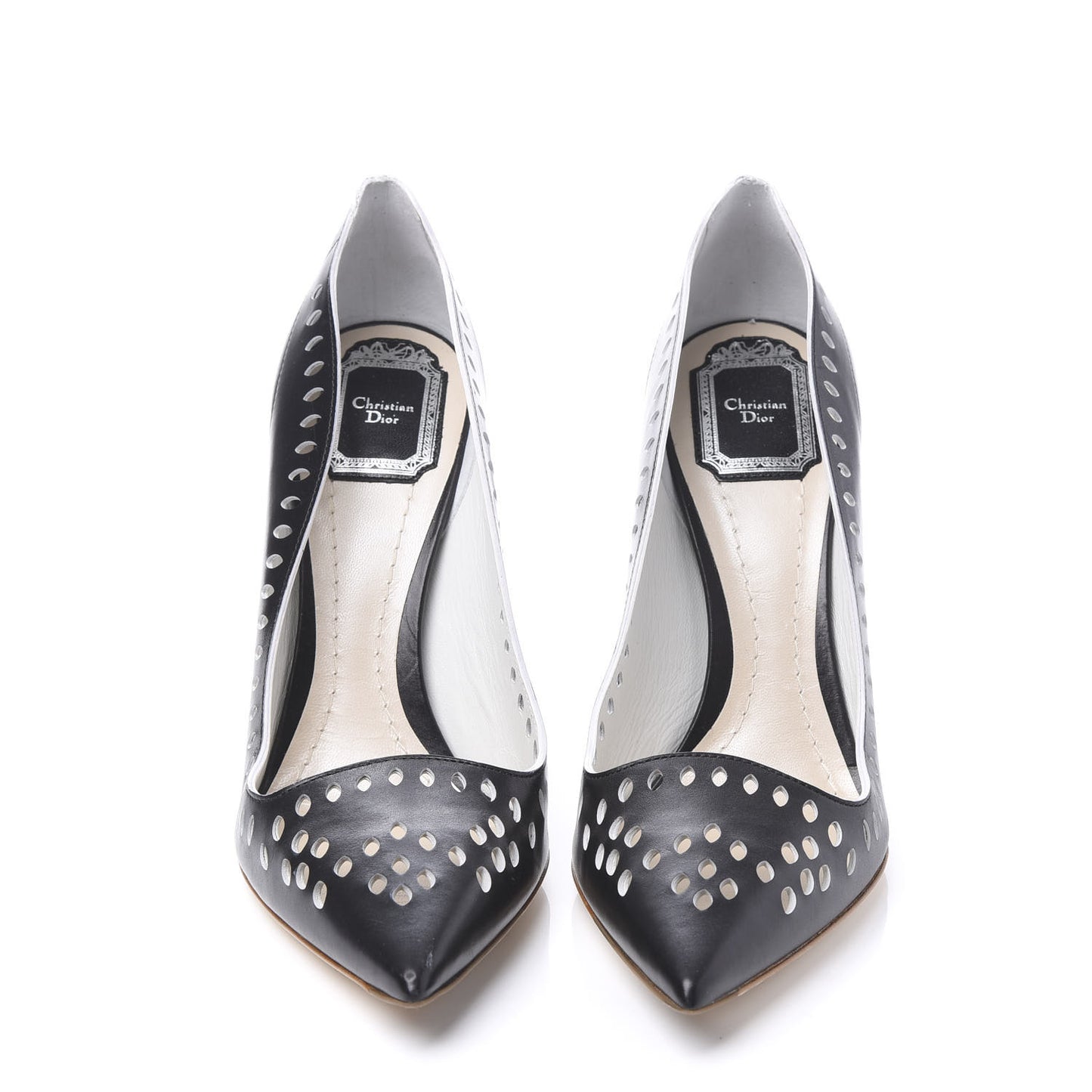 Perforated Calfskin Verso Pumps 39.5 Black