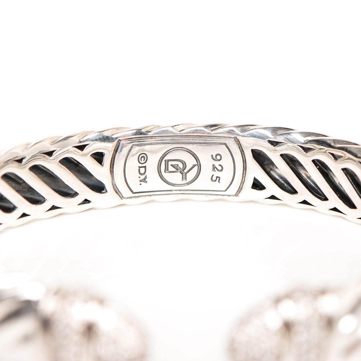 Sterling Silver Diamond 5mm Sculpted Cable Bracelet