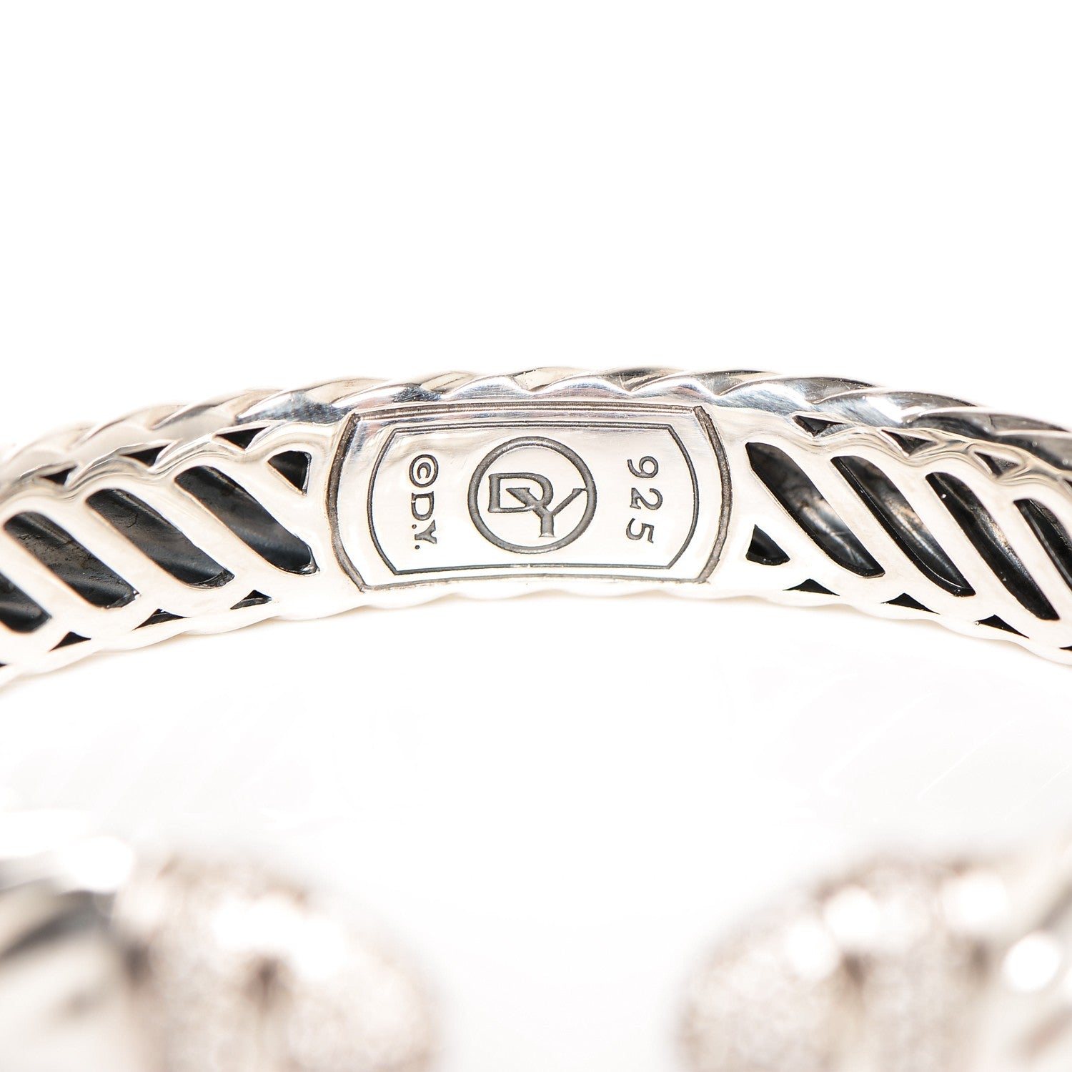 David Yurman Sterling Silver Diamond 5mm Sculpted Cable Bracelet 5 of 5