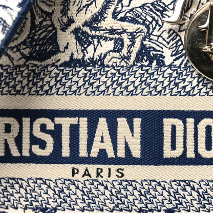 Christian Dior Canvas Toile De Jouy Embroidered Medium Lady D-Lite Navy 7 of 10