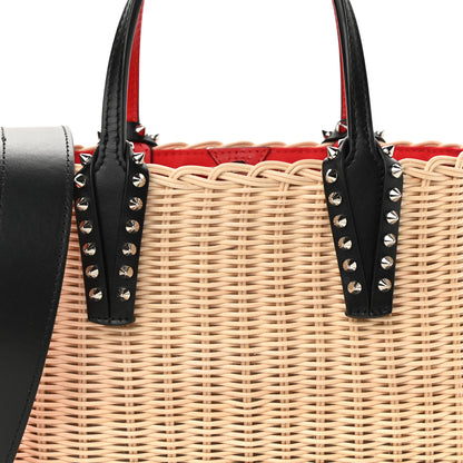 Christian Louboutin Raffia Calfskin Cabata Mini Spiked Tote Beige 9 of 9