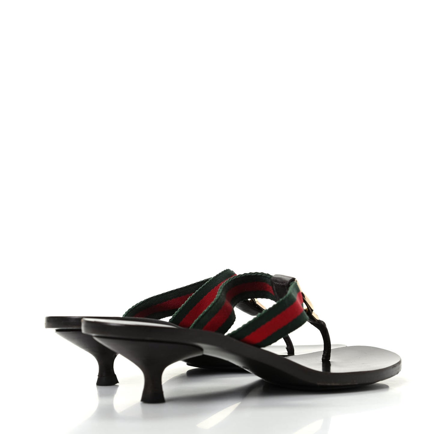 Nylon Calfskin Web Womens Thong Low Heel Sandals 6.5 Green Red Cocoa