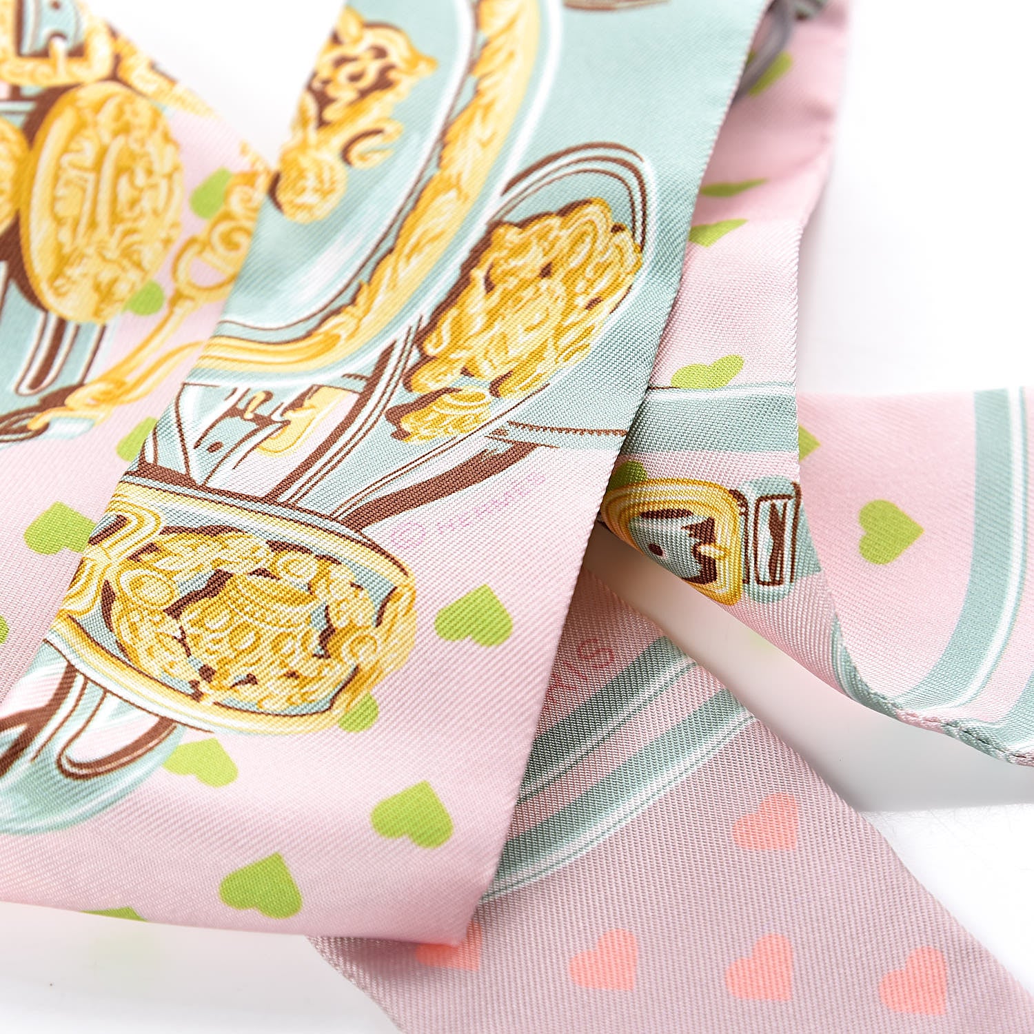 Hermes Silk Brides De Gala Love Twilly Parme Vert D Eau Vieux Rose 5 of 5