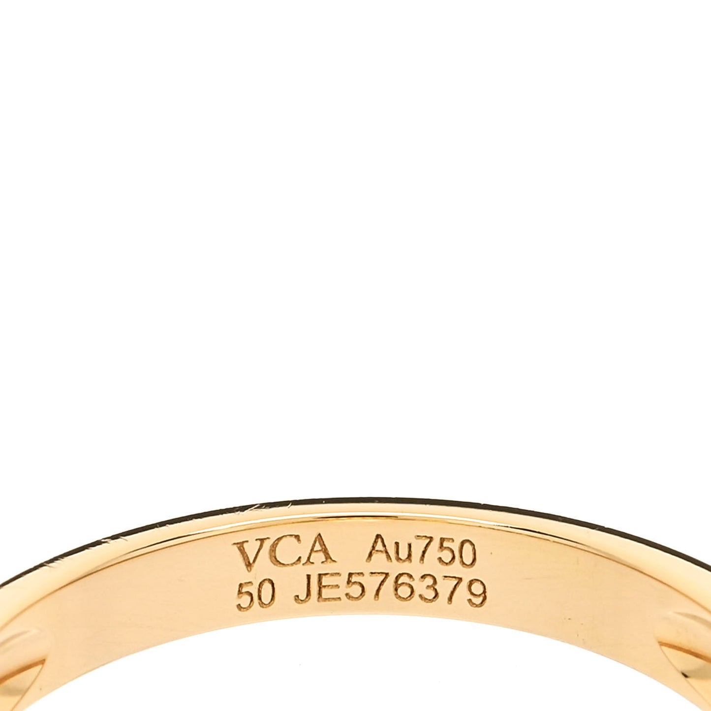 18K Yellow Gold Diamond Mother of Pearl Vintage Alhambra Ring 50 5.25