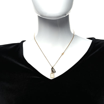 Louis Vuitton Crystal Precious Nanogram Name Tag Necklace Gold Silver 2 of 6