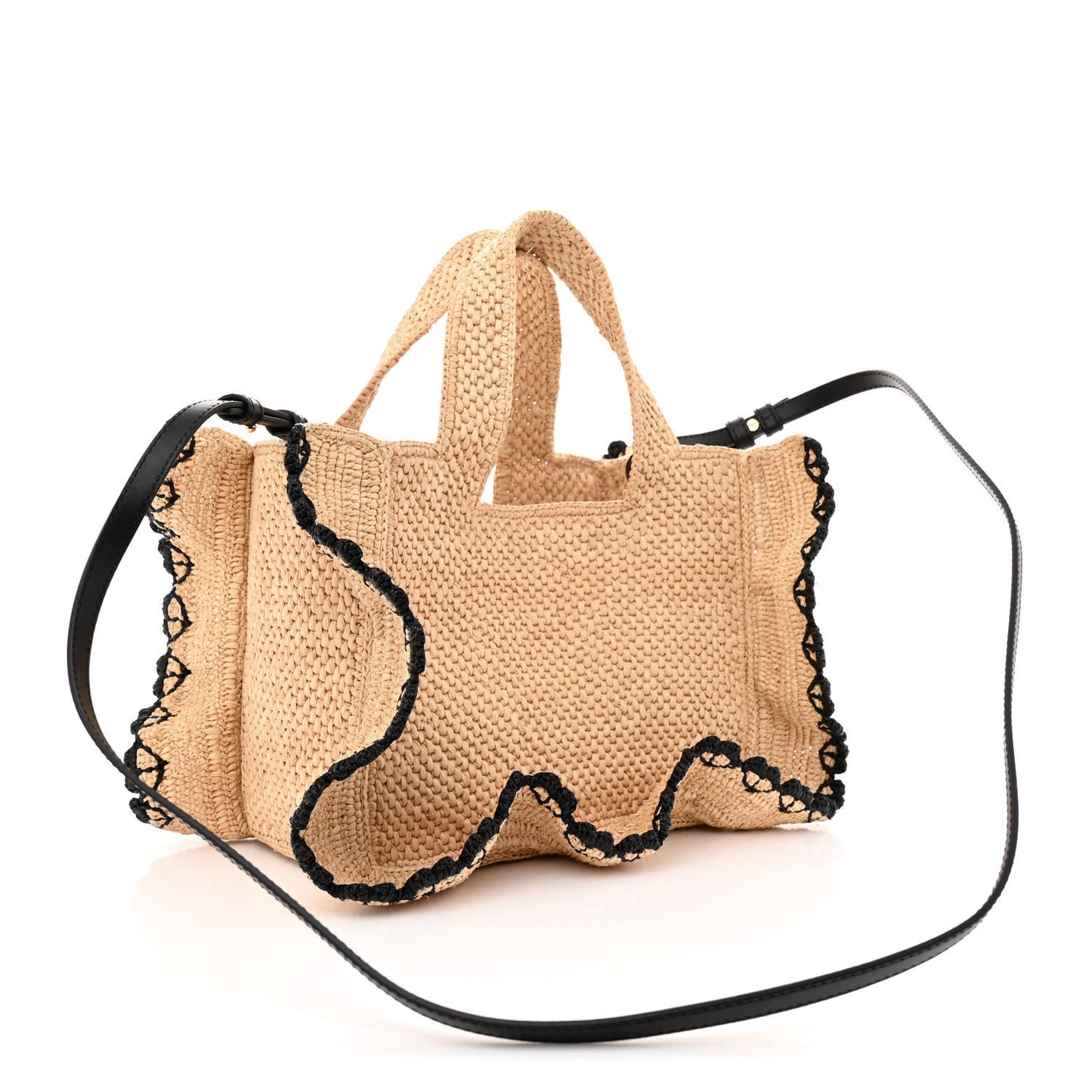 Raffia Calfskin Balloon Ruffles Bucket Bag Natural TanRaffia Small Paula's Ibiza Logo Tote Natural Black