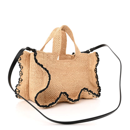 Loewe Raffia Calfskin Balloon Ruffles Bucket Bag Natural TanRaffia Small Paula's Ibiza Logo Tote Natural Black 3 of 12