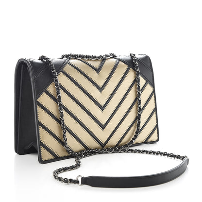 Chanel Lambskin Chevron Quilted Couture Flap Black Gold 3 of 9