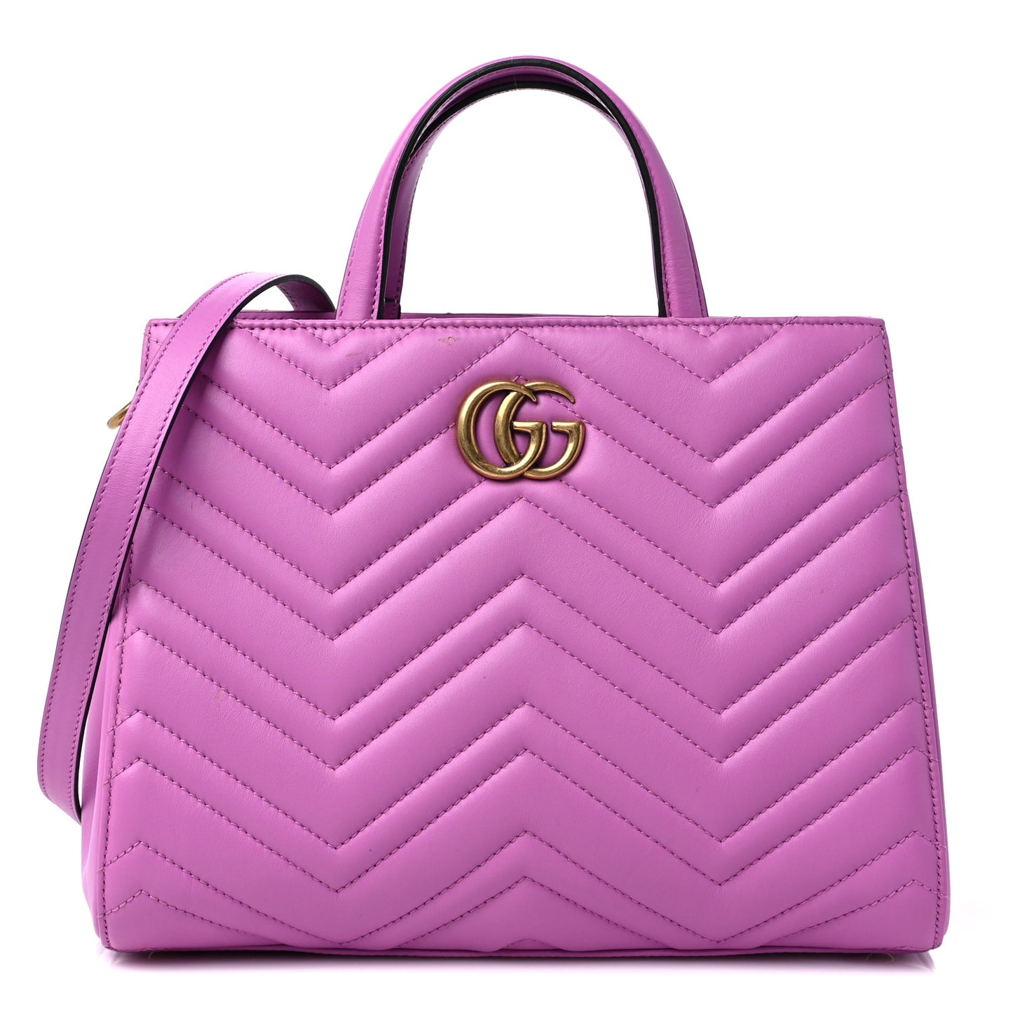 Calfskin Matelasse Small GG Marmont Tote Candy Mousse