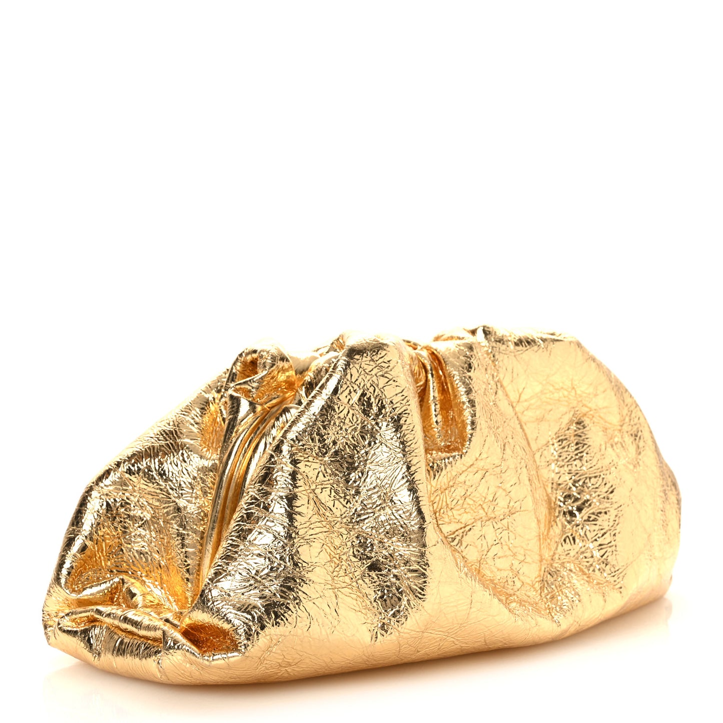 Metallic Crinkled Lambskin The Pouch Oversized Clutch Oro