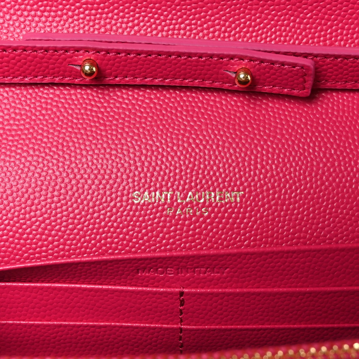 Grain De Poudre Matelasse Chevron Monogram Chain Wallet Lipstick Fuchsia