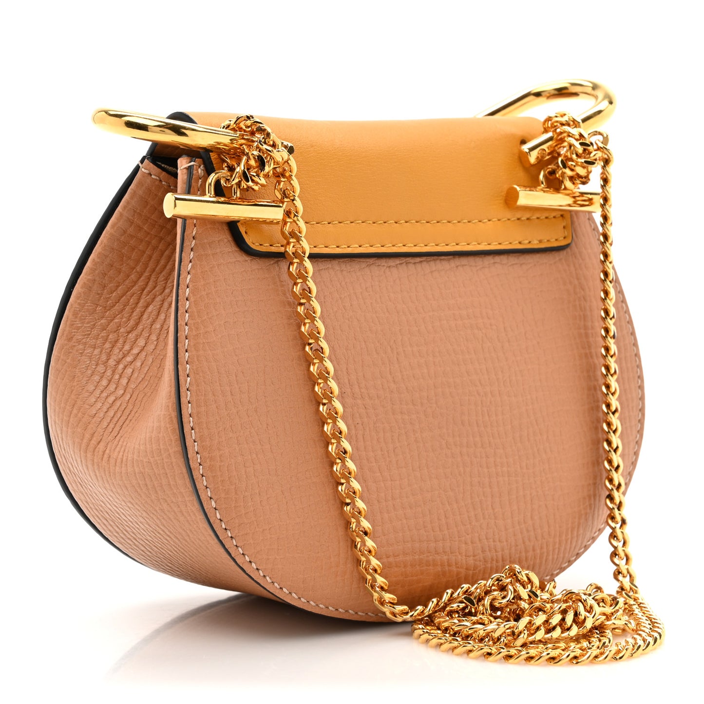 Grained Calfskin Lambskin Mini Bi-Color Drew Shoulder Bag Wet Sand Sunflower