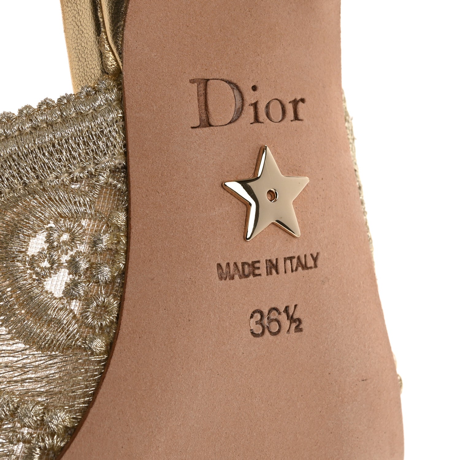 Christian Dior Macrame Lurex Embroidered J'adior Slingback 65mm Pumps 36.5 Pale Gold 8 of 13